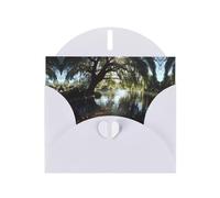 VVXBHGR White Holiday greeting check blank card and pearl beautiful blank note block Goldfish under the willow tree prints