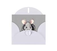 VVXBHGR White Holiday greeting check blank card and pearl beautiful blank note block Grey rat prints