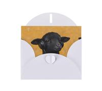 VVXBHGR White Holiday greeting check blank card and pearl beautiful blank note block Little black sheep listening to music prints