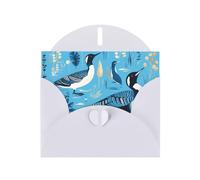 VVXBHGR White Holiday greeting check blank card and pearl beautiful blank note block loon birds prints