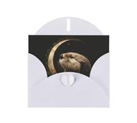 VVXBHGR White Holiday greeting check blank card and pearl beautiful blank note block moon otter prints