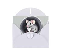 VVXBHGR White Holiday greeting check blank card and pearl beautiful blank note block Mouse in the Hole prints