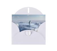 VVXBHGR White Holiday greeting check blank card and pearl beautiful blank note block Penguin on the ice cube of love prints