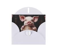 VVXBHGR White Holiday greeting check blank card and pearl beautiful blank note block Pig holding a vase prints