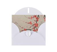 VVXBHGR White Holiday greeting check blank card and pearl beautiful blank note block Plum blossoms under the snow prints