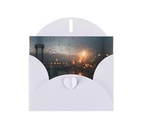 VVXBHGR White Holiday greeting check blank card and pearl beautiful blank note block Raindrops on the window prints