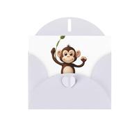 VVXBHGR White Holiday greeting check blank card and pearl beautiful blank note block Smart little monkey prints