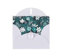 VVXBHGR White Holiday greeting check blank card and pearl beautiful blank note block Teal Grey and White Floral prints