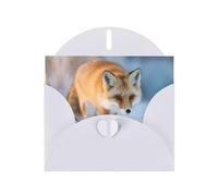 VVXBHGR White Holiday greeting check blank card and pearl beautiful blank note block The Fox Who Stepped on Snow prints