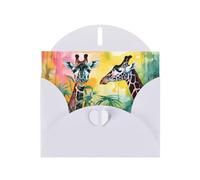 VVXBHGR White Holiday greeting check blank card and pearl beautiful blank note block Two giraffes. prints