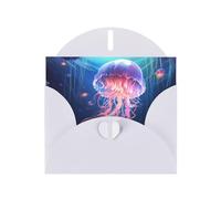 VVXBHGR White Holiday greeting check blank card and pearl beautiful blank note block Wandering Jellyfish prints