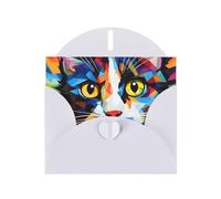 VVXBHGR White Holiday greeting check blank card and pearl beautiful blank note block Watercolor of a cat prints