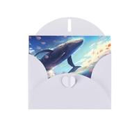 VVXBHGR White Holiday greeting check blank card and pearl beautiful blank note block Whales swimming under the sea prints