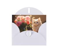 VVXBHGR White Holiday greeting check blank card and pearl beautiful blank note block White cat with blue eyes prints