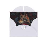 VVXBHGR White Holiday greeting check blank card and pearl beautiful blank note block Wolf among the red roses prints