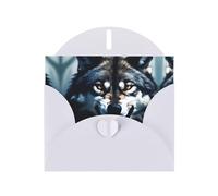 VVXBHGR White Holiday greeting check blank card and pearl beautiful blank note block Wolf With Bared Fangs prints