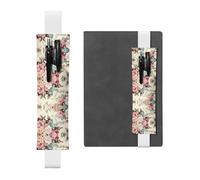 VVXBHGR White Vibrant Flora Prints PVC Leather Pencil case Bookmark 2-in-1 Anti Slip Storage Essential for Travel Accounts