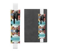 VVXBHGR White Vibrant Rural Areas Prints PVC Leather Pencil case Bookmark 2-in-1 Anti Slip Storage Essential for Travel Accounts