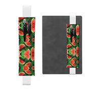 VVXBHGR White Watermelon Cut into Cubes Prints PVC Leather Pencil case Bookmark 2-in-1 Anti Slip Storage Essential for Travel Accounts