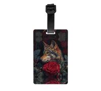 VVXBHGR Wolf Among The red Roses Prints Luggage tag Type Luggage identifier Suitable for Both Men and Women, Printed with Multifunctional and Cute Tags
