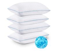 VVZ Cooling Bed Pillows Queen Size Set of 4, Shredded Memory Foam Pillows Cool Cold Pillow for Side Back Stomach Sleepers