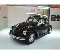 VW Beetle With Surf Board Welly Diecast Detailed Model 22436 1:24 Scale Black