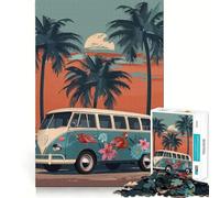 VW Bus And Palm Trees Jigsaw 1000 Pieces for Teenagers Mind Boost Fun Zero Gap Captivating Leisure for Cozy Indoors (38x52cm)