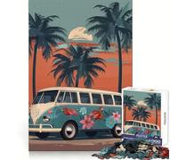 VW Bus And Palm Trees Jigsaw Puzzles 1000 Piece for Teenagers Focus Training Happy Idle Time Tight Join Lovely Gift (50x75cm)