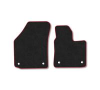 VW Caddy (2015-2021) Van Mats Accessories Tailored Fit Carpet Car Floor Mats Non Slip Red Trim Accessory Durable Anti Slip Hand-Finished Compatible Full Coverage Granulated Backing Clip