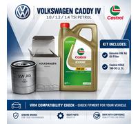 VW Caddy IV 1.0 1.2 1.4 TSI Genuine VW AG Oil Filter Kit Castrol EDGE 5W30 LL 5L