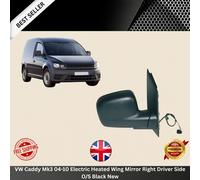 VW Caddy Mk3 04-10 Electric Heated Wing Mirror Right Driver Side O/S Black New