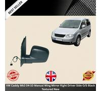VW Caddy Mk3 04-10 Manual Wing Mirror Right Driver Side O/S Black Textured New