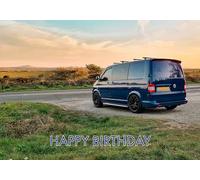 VW Camper Van Happy Birthday Greeting Card PT532