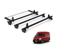 Rhino Roof Rack for VW Crafter (2017+) 3x Aluminium Roof Bar & Ladder Roller [Not suitable for Extra Long (L5) Wheelbase] - Kammbar Black - VC3BA/BR35