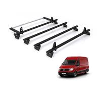 Vw Crafter Roof Rack For 2017+ 4X Roof Bars + Roller Rhino Kammbar Black Not Suitable For Extra Long (L5) Wheelbase