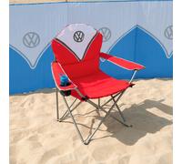 VW Deluxe Padded Folding Camping Chair with Drinks Holder - Red