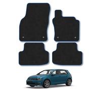 VW Golf (2013-2020) Premium Carpet Car Mats | Blue Edge Trim Premium Floor Mats Tailored Fit Full Coverage Protection Accessories Easy Clean Anti Slip Made in the UK
