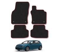 VW Golf (2013-2020) Premium Carpet Car Mats | Red Edge Trim Premium Floor Mats Tailored Fit Full Coverage Protection Accessories Easy Clean Anti Slip Made in the UK