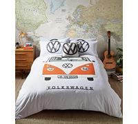 VW Official Bedding - Orange Campervan Duvet Cover Set (King Size Duvet Cover Set 228cm x 218cm)