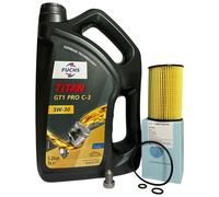 VW Passat 2.0 TDi Service Kit Fuchs Titan GT1 Pro C-3 5W30 Blue Print Oil Filter