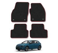 VW Polo (2017+) Premium Carpet Car Mats | Red Edge Trim Premium Floor Mats Tailored Fit Full Coverage Protection Accessories Easy Clean Anti Slip Made in the UK
