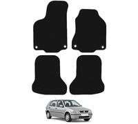 VW Polo 6N 1994 1999 4 Piece Set with 4 Clips Car Mats UK-Made Tailored Fit Carpet Floor Mats Full Coverage Compatible Accessory Black Trim