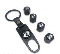 VW R-Line Golf Polo GTI Set of 4 Black Car Tyre Air Dust Valve Stem Cap With Keyring Locking Tool