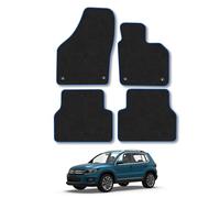 VW Tiguan (2008-2016) Premium Carpet Car Mats | Blue Edge Trim Premium Floor Mats Tailored Fit Full Coverage Protection Accessories Easy Clean Anti Slip Made in the UK