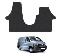VW Transporter T5 (2003-2015) [Double Seat] Van Mats Accessories Tailored Fit Carpet Car Floor Mats Non Slip Black Trim Compatible Accessory Anti Slip Full Coverage Durable Hand-Finished