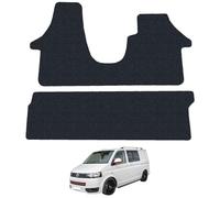 VW Transporter T5 (2003-2015) [Kombi] [Double Seat] [Twin Sliding Doors] Van Mats Accessories Tailored Fit Carpet Car Floor Mats Non Slip Black Trim Compatible Accessory Anti Slip Full Coverage