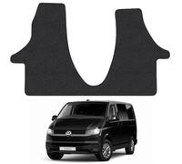 VW Transporter T6.1 (2019+) [Double Seat] Van Mats Accessories Tailored Fit Carpet Car Floor Mats Non Slip Black Trim Compatible Accessory Anti Slip Full Coverage Granulated Backing Hand-Finished