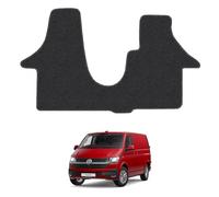 VW Transporter T6 (2015-2019) [Double Seat] Van Mats Accessories Tailored Fit Carpet Car Floor Mats Non Slip Black Trim Compatible Accessory Anti Slip Full Coverage Durable Hand-Finished
