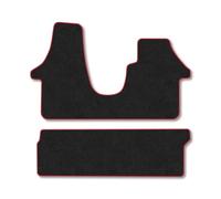 VW Transporter T6 (2015-2019) [Kombi] [Double Seat] [Twin Sliding Doors] Van Mats Accessories Tailored Fit Carpet Car Floor Mats Non Slip Black Trim Compatible Accessory Anti Slip Full Coverage