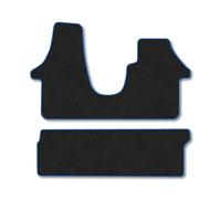 VW Transporter T6 (2015-2019) [Kombi] [Double Seat] [Twin Sliding Doors] Van Mats Accessories Tailored Fit Carpet Car Floor Mats Non Slip Black Trim Compatible Accessory Anti Slip Full Coverage